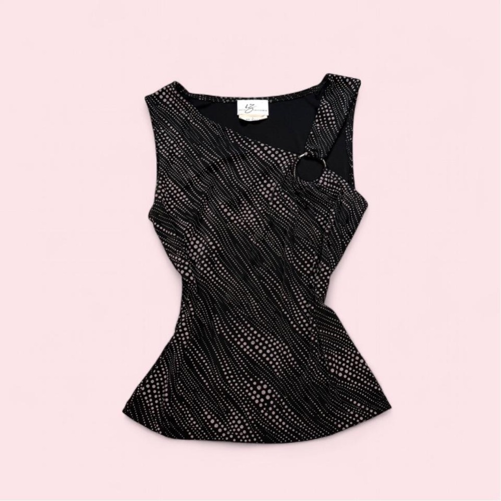 Vintage 90s y2k IZ Byer black & pink pattern tank top